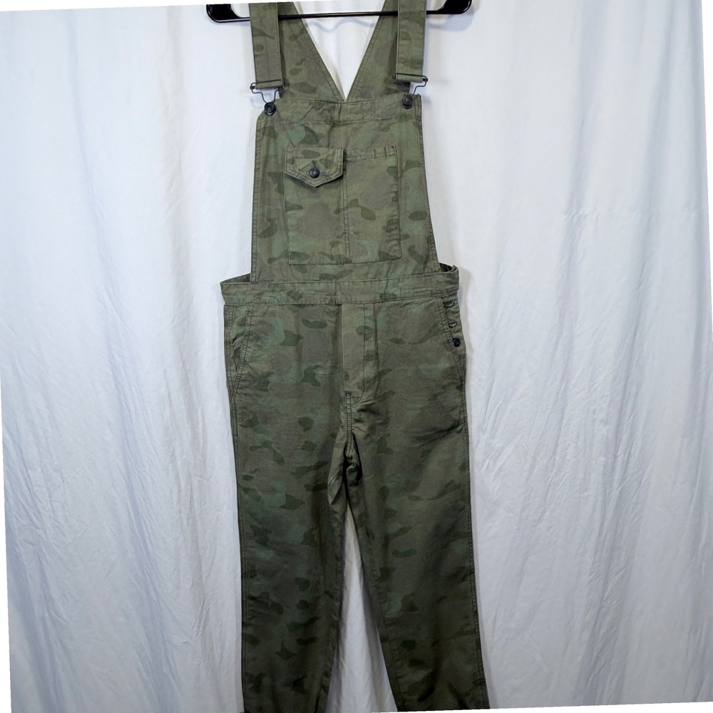 Zara‎ Overalls Trafaluc Denimwear Green Camouflage Utility Bib Pockets Size XS